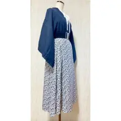 展示品　◇和洋 きものコーデ◇  セット売り　ブルー系　花柄　ベルト付き