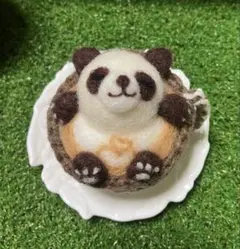 ハンドメイド☆カフェラテ風パンダ☆羊毛フェルト☆ティータイム