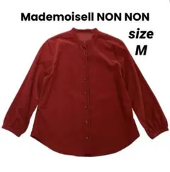 ☆美品☆マドモアゼル ノンノン ノーカラーシャツ コットン レッド系 Mサイズ