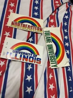 ビンテー70年代カレッジステッカー3枚セットIllinois雑貨シール