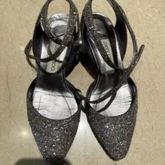 JIMMY CHOO グリッターシルバー ローヒール 37