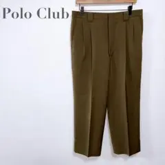 f216【ポロクラブ】テーパードパンツ　オリーブ　綿混　着回し　タック　きれいめ