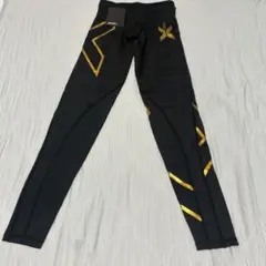 【新品タグ付き】2XU メンズ ブラック/ゴールド ロングタイツ Sサイズ