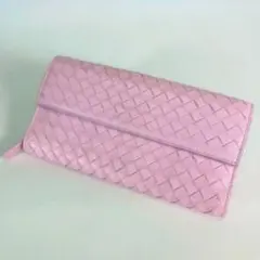 ボッテガヴェネタ イントレチャート フラップ 長財布 ピンク
