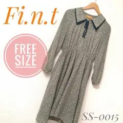 【美品✨】Fint　フィント　ワンピース　秋物　花柄　グリーン　フリーサイズ