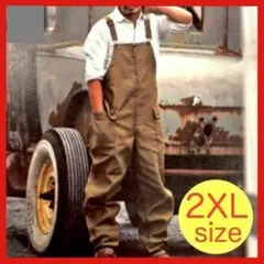 新品 オーバーオール 2XL ブラウン アメカジ 作業 茶 オールインワン