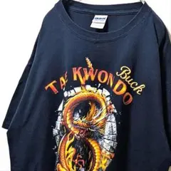 ギルダン テコンドー 勇戦 デカロゴ Tシャツ ブラック 黒 L 古着