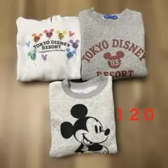 １２０センチディズニートレーナーパーカー長袖セット3枚まとめ売り
