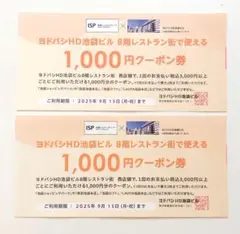 ヨドバシHD池袋ビル 1,000円クーポン ２枚 利用期限9/15