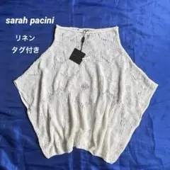 「Sarah Pacini サラパチーニ　青　ハイネック　ノースリーブ　ニット シルクリブ ハイネック ノースリーブニット（ニット）｜Cruciani