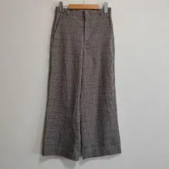 GU チェックワイドパンツ ストレートパンツ Sサイズ