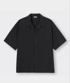 GU オープンカラー シャツ XL 黒 ジーユー レーヨン