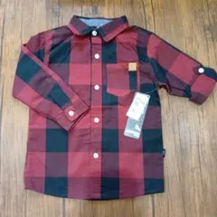 【新品・未使用】AMERICAN HAWK 長袖シャツ 4T 赤黒チェック