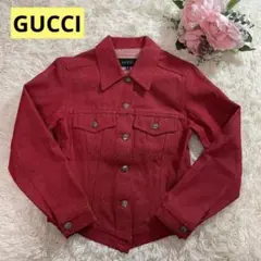 【至極の逸品】GUCCI デニムジャケット Gジャン レディース 38 レッド