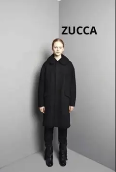 zucca ズッカ 丸襟2way ロングコート M ブラック 黒