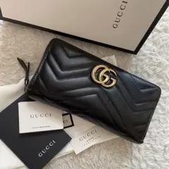 【美品】215 GUCCI グッチ マーモント ラウンドファスナー 長財布