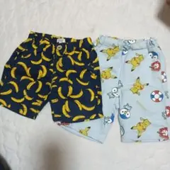 バナナ柄とポケモン柄の半ズボン2点セット
