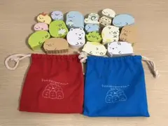 すみっコぐらし積み木18個、赤青袋付き