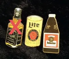 アメリカンヴィンテージ バドワイザービール、ファインビール、ウィスキー ピン3点