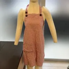 赤と白のストライプ エプロン フリーサイズ
