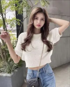 GRL パフスリーブサマーニットトップス