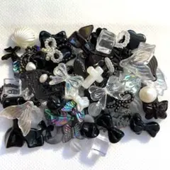 ハンドメイド素材 デコパーツ 100個まとめ売り 黒 白