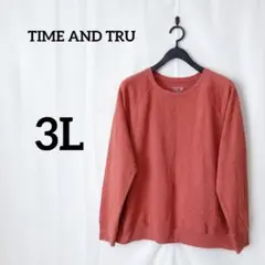 5TIME AND TRU 【3L】オレンジ トレーナー 大きいサイズ　ゆったり