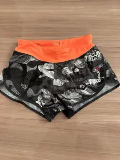 Reebok ランニングショーツ ブラックカモフラSサイズ オレンジ/ブラック