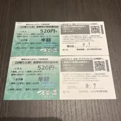 横浜みなとみらい　万葉倶楽部　食事券付き特別優待券2枚 入館+食事1000円