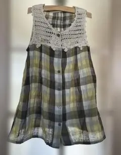 noeilべべ⭐︎チェック柄ダブルガーゼワンピース 110ナチュラル好きな方に