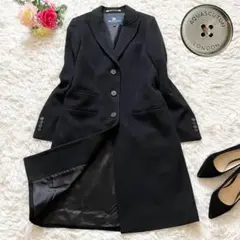 【極美品】カシミヤ100%✨ Aquascutum ロングコート チェスター 黒