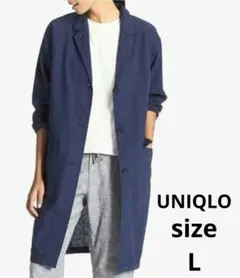 お値下げ中❗UNIQLO　リネンコットンコート　麻混　ネイビー　春夏
