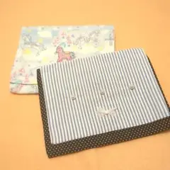 移動ポケット　ハンドメイド　2個セット　女の子向け　水色　黒