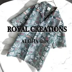 ハワイ製✨ロイヤルクリエーションズ　アロハシャツ　リバースプリント　開襟シャツ