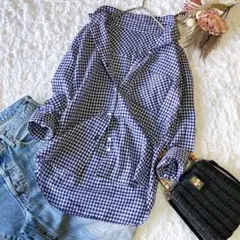【美品】ヤヌーク ギンガムチェックシャツ