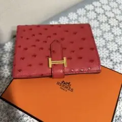 未使用品★エルメスオーストリッチ折り財布 コンパクト財布