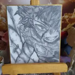 ヒロアカファンアート、デクたん、イラスト手描き、鉛筆画、ミニ色紙。