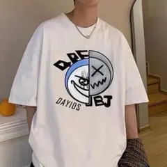 人気　オーバーサイズ　プリントTシャツ　半袖　　ゆったり　白　SALE　XXL