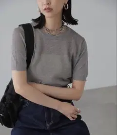 【新品タグ付き】FREE'S MART コンパクトラメシアー半袖ニット シルバー