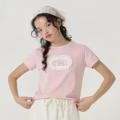 tina jojun 刺繍 コンパクトtシャツ ピンク