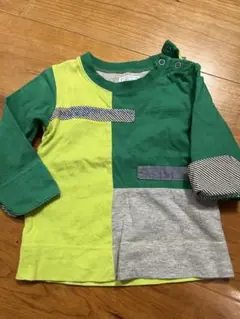 BRANSHES パッチワークTシャツ 80 カラーブロック　グリーン