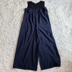 trois トロア　オールインワン　ノースリーブ　ネイビー　フリーサイズ