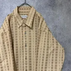 90s vintage 長袖　柄シャツ　コットン　メンズ　L 古着　A7