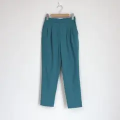 グローバルワーク　ウツクシルエットテーパードパンツ XS グリーン系ブルー系