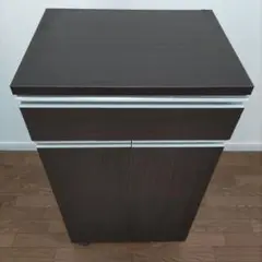 ゴミ箱収納キャビネット 引き出し付き　(色はダークブラウン)