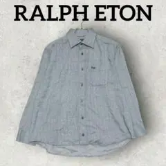 RALPH ETON メンズ長袖シャツ ストライプ柄 ヘリンボーン柄 (L)