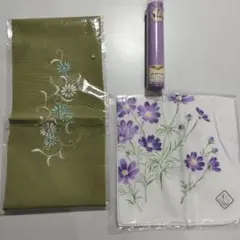 着物 半衿2種、大判ガーゼハンカチ