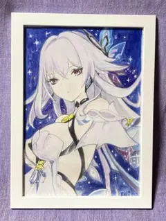 手描きイラスト 原神 スカーク アクリル画 A4 Genshin Skirk