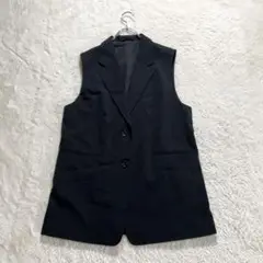 【ジーユー】XL 黒 ジレ ノースリーブ 大きめサイズ オフィス カジュアル