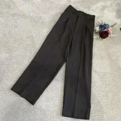 レディーススラックスパンツ　チャコール　らくちん　秋冬　ポリエステル　L
